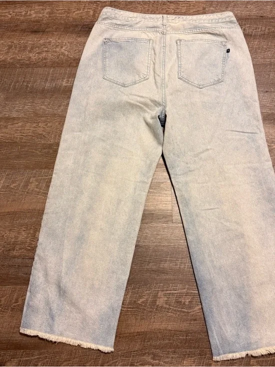Anthro Pilcro Light Wash Wide-Leg Jeans with Frayed Hem Sz 16W - Picture 3 of 7